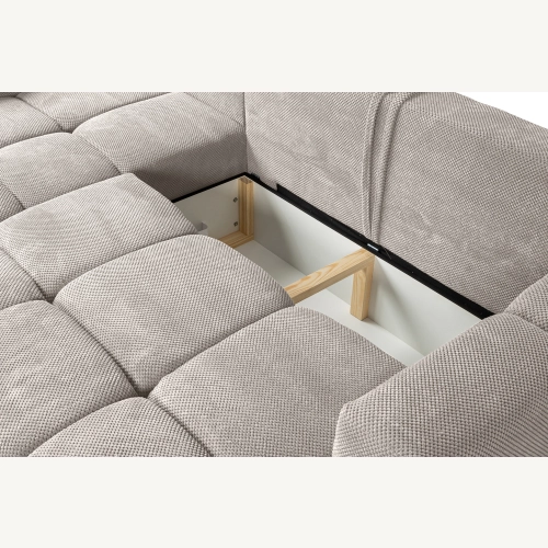 Fumo Komfortowa sofa narożna pikowana Tkanina Onega 14
